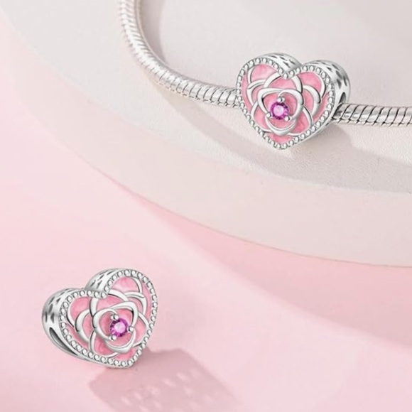 Pink heart slide charm to fit all pandoras - Picture 1 of 1